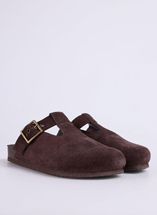 Fabrika Kahverengi Kadın Deri Terlik D-CATALINA - Görsel 3