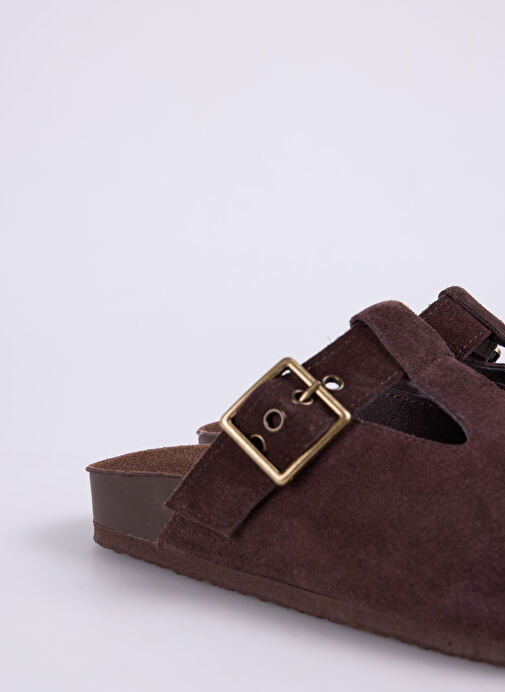 Fabrika Kahverengi Kadın Deri Terlik D-CATALINA - Görsel 6