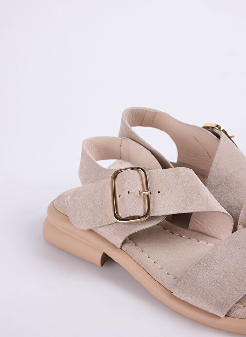 Fabrika Bej Kadın Deri Sandalet D-KEIRA - Görsel 6