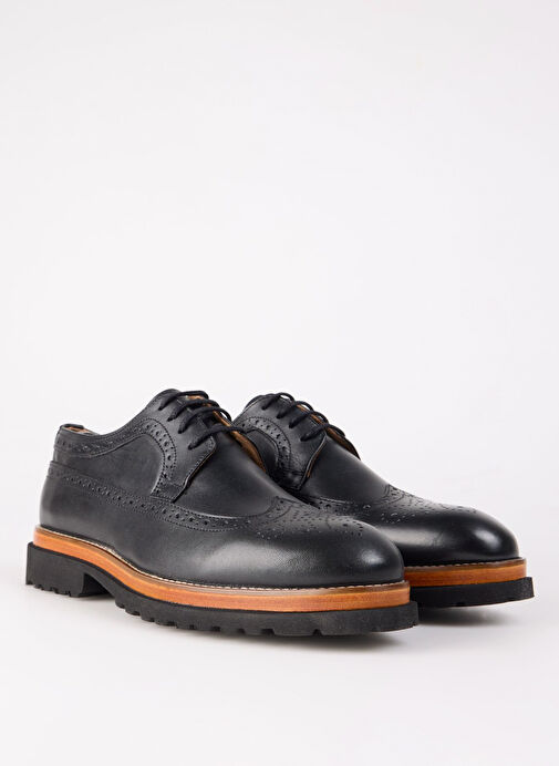 Fabrika Siyah Erkek Deri Klasik Ayakkabı TRISTAN-STERLING - Görsel 3