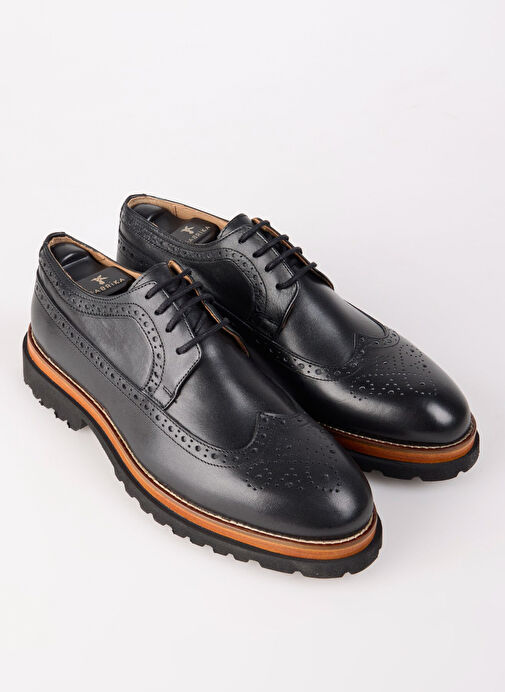 Fabrika Siyah Erkek Deri Klasik Ayakkabı TRISTAN-STERLING - Görsel 4