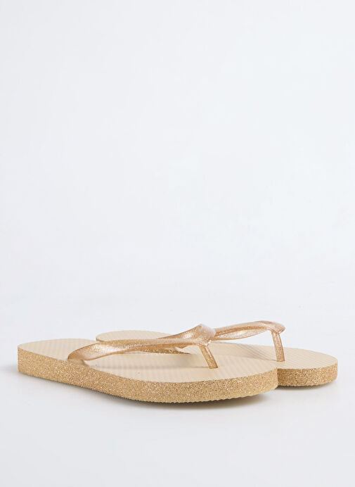 Fabrika Bej Kadın Plaj Terliği OHRIO - Görsel 3