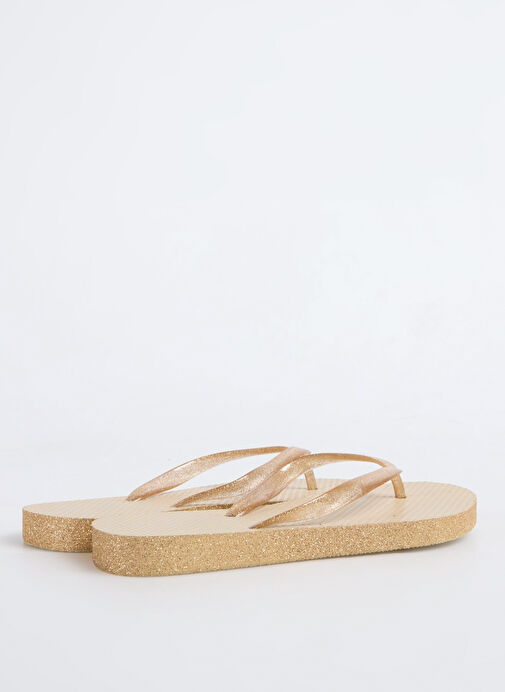 Fabrika Bej Kadın Plaj Terliği OHRIO - Görsel 4