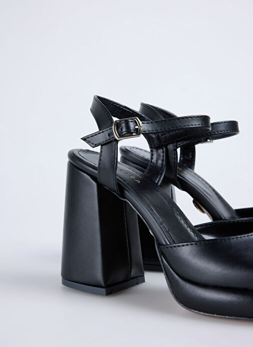 Fabrika Siyah Kadın Topuklu Ayakkabı NOSAH - Görsel 6