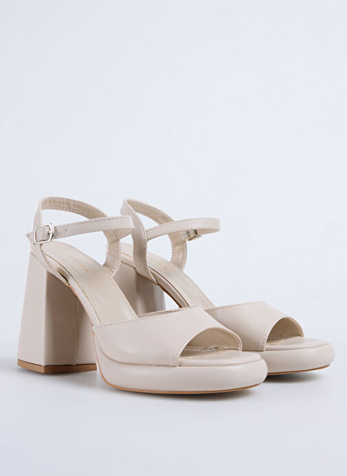 Fabrika Bej Kadın Topuklu Ayakkabı NOSAH - Görsel 3