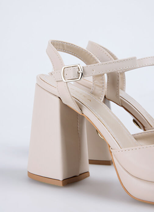 Fabrika Bej Kadın Topuklu Ayakkabı NOSAH - Görsel 6