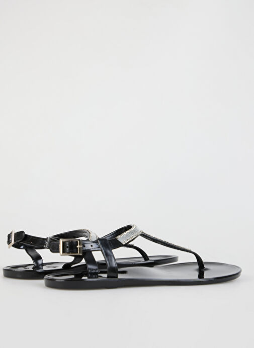 Fabrika Siyah Kadın Taşlı Sandalet IVANA - Görsel 4