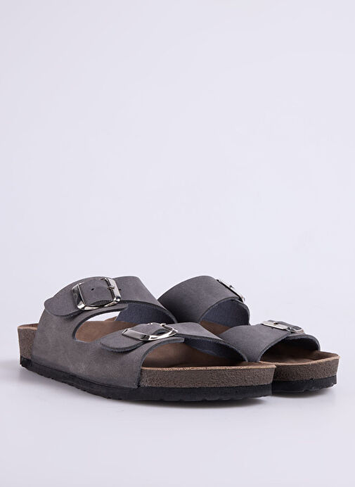 Cotton Bar Antrasit Kadın Terlik MEGINA - Görsel 3