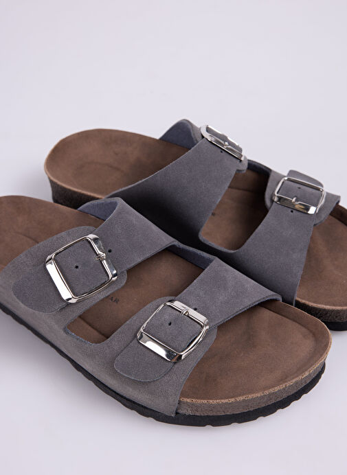 Cotton Bar Antrasit Kadın Terlik MEGINA - Görsel 6