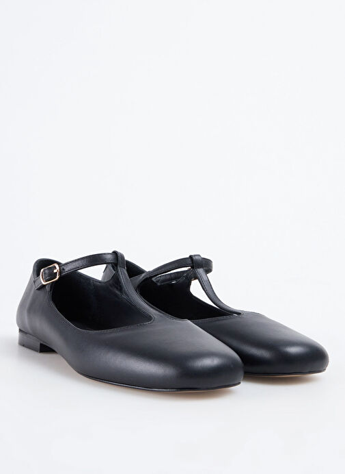 Fabrika Siyah Kadın Deri Babet - Görsel 3