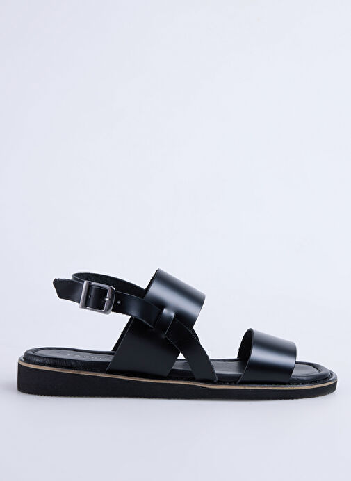 Fabrika Siyah Kadın Deri Sandalet D-DENISE - Görsel 2