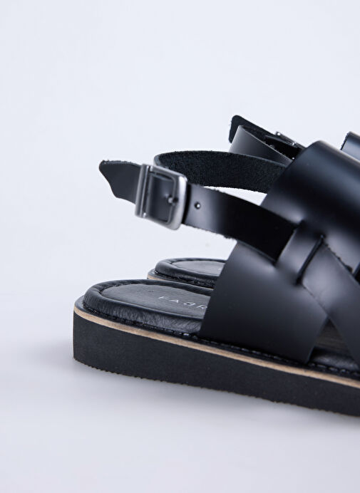 Fabrika Siyah Kadın Deri Sandalet D-DENISE - Görsel 6