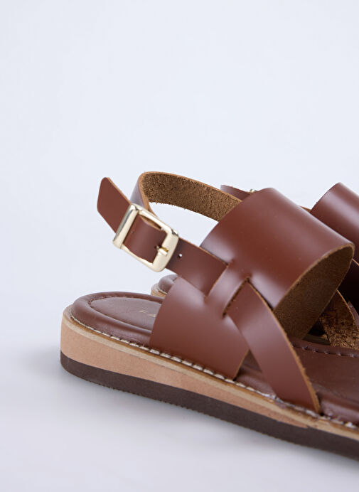 Fabrika Taba Kadın Deri Sandalet D-DENISE - Görsel 6