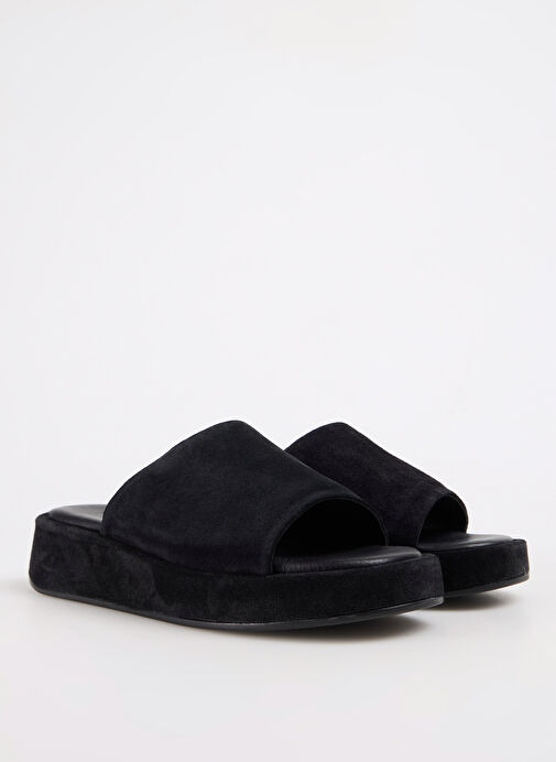 Cotton Bar Siyah Kadın Süet Terlik D-CASIA - Görsel 3