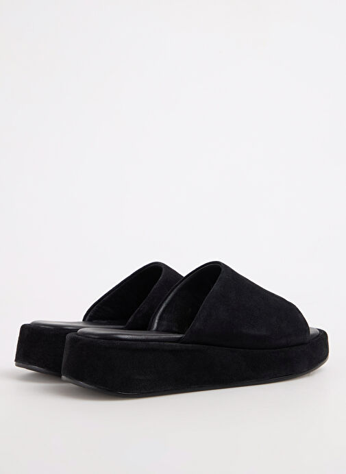 Cotton Bar Siyah Kadın Süet Terlik D-CASIA - Görsel 4