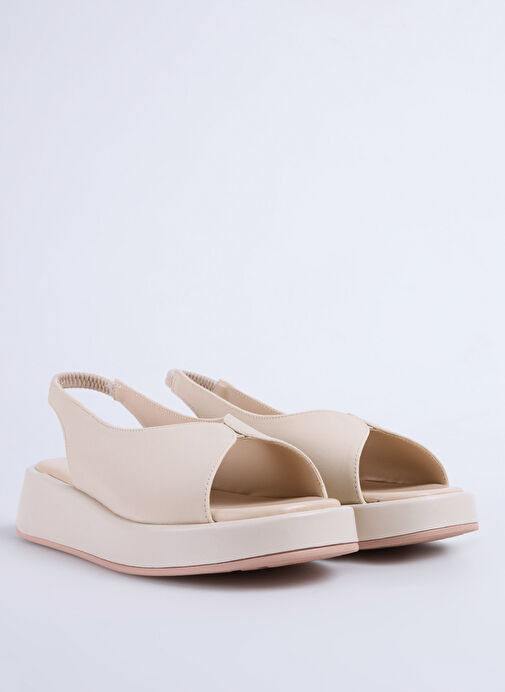 Cotton Bar Bej Kadın Sandalet ALESHAN - Görsel 3