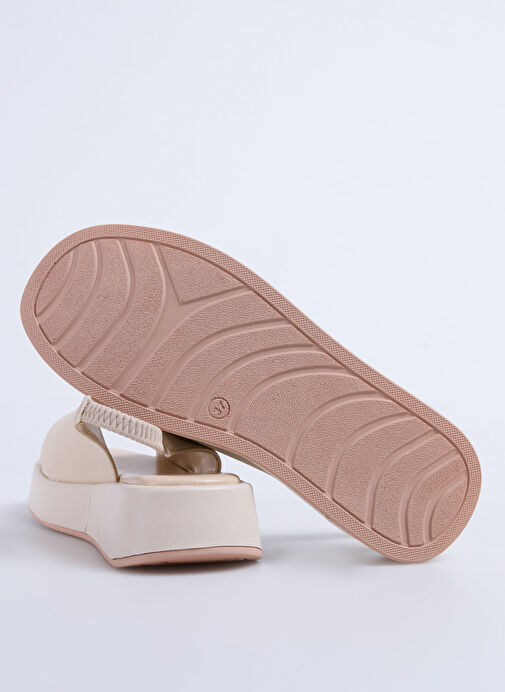 Cotton Bar Bej Kadın Sandalet ALESHAN - Görsel 5