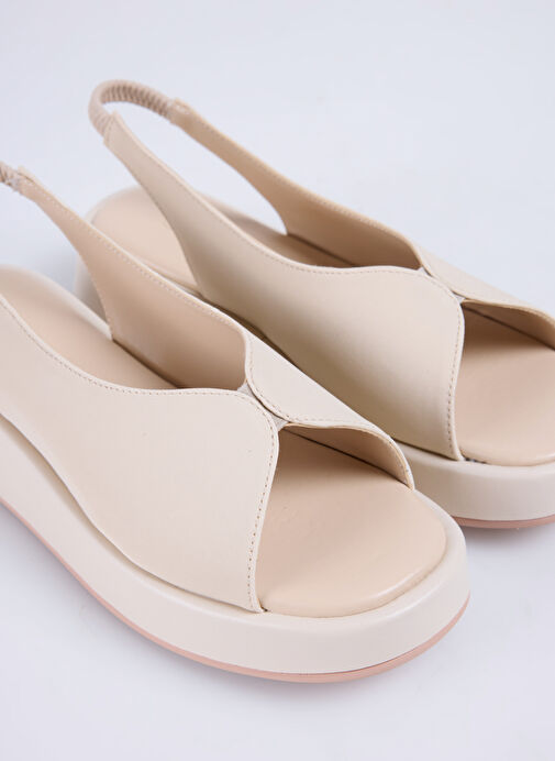 Cotton Bar Bej Kadın Sandalet ALESHAN - Görsel 6