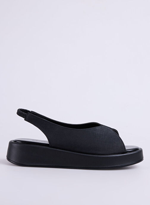 Cotton Bar Siyah Kadın Sandalet ALESHAN - Görsel 2