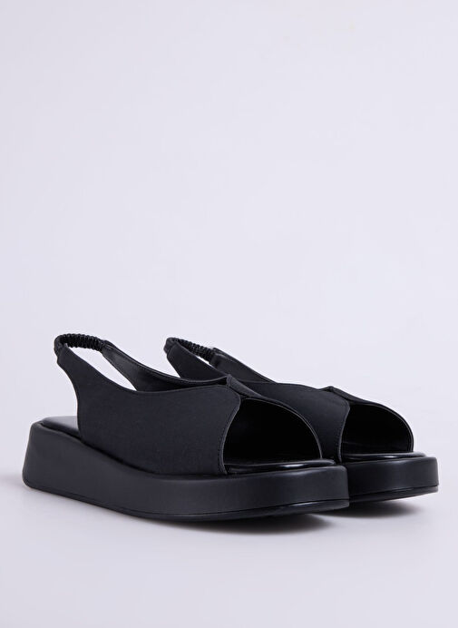 Cotton Bar Siyah Kadın Sandalet ALESHAN - Görsel 3