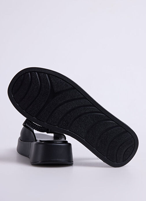 Cotton Bar Siyah Kadın Sandalet ALESHAN - Görsel 5