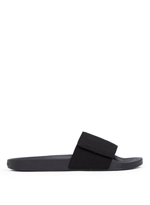 Calvin Klein Siyah Erkek Plaj Terliği ADJ POOL SLIDE CANVAS LOGO - Görsel 2