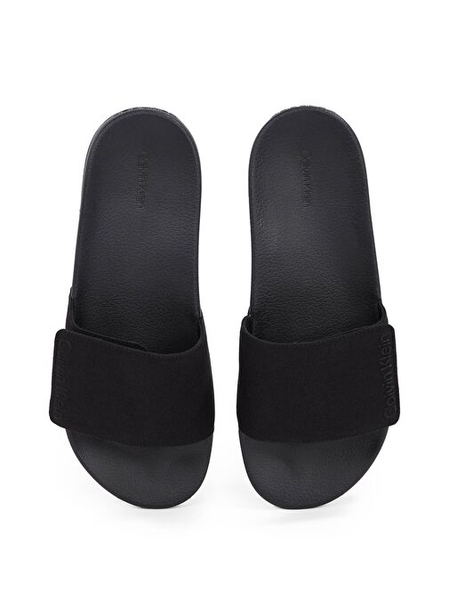 Calvin Klein Siyah Erkek Plaj Terliği ADJ POOL SLIDE CANVAS LOGO - Görsel 5