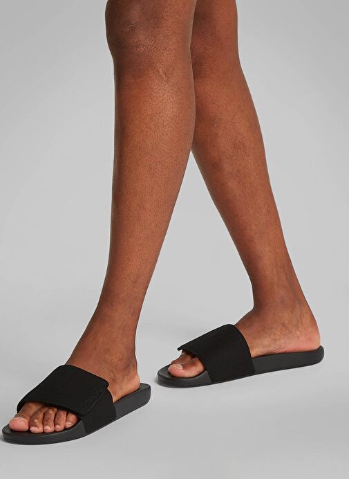 Calvin Klein Siyah Erkek Plaj Terliği ADJ POOL SLIDE CANVAS LOGO - Görsel 7