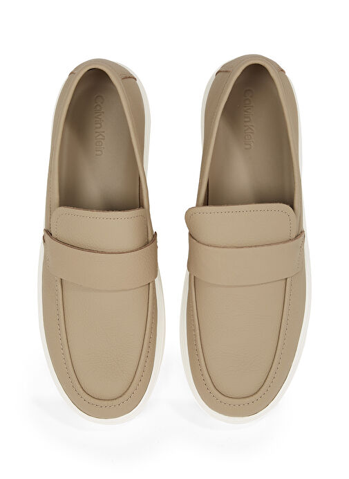 Calvin Klein Bej Erkek Deri Günlük Ayakkabı MOCCASIN LTH UNLINED - Görsel 5