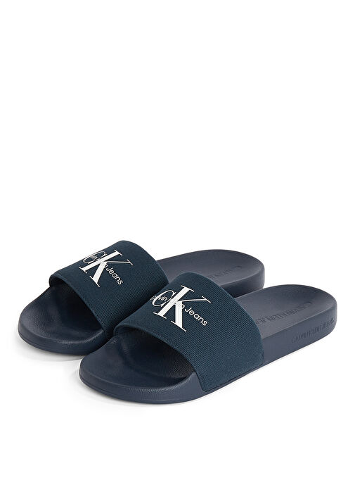 Calvin Klein Lacivert Erkek Plaj Terliği SLIDE MONOGRAM CV - Görsel 4
