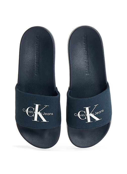 Calvin Klein Lacivert Erkek Plaj Terliği SLIDE MONOGRAM CV - Görsel 5