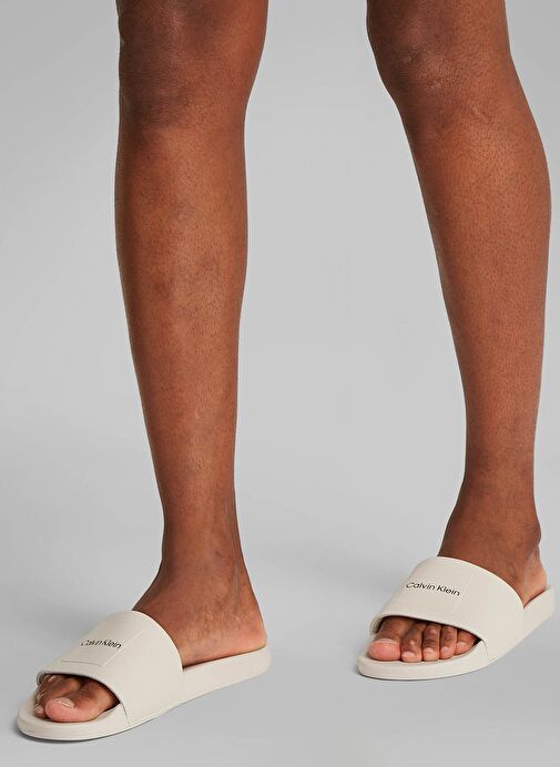 Calvin Klein Ekru Erkek Plaj Terliği POOL SLIDE W/ CK SQUARE - Görsel 7