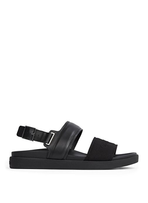 Calvin Klein Siyah Erkek Deri Sandalet BACK STRAP W/ BUCKLE LOGO - Görsel 2