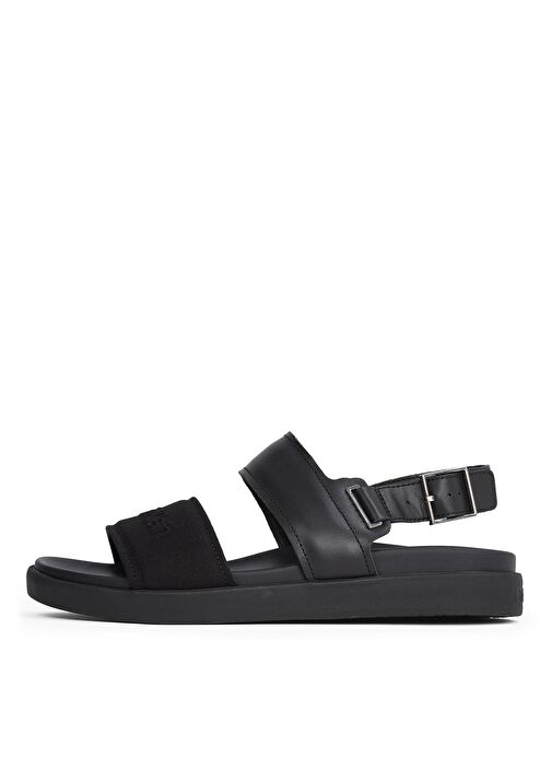 Calvin Klein Siyah Erkek Deri Sandalet BACK STRAP W/ BUCKLE LOGO - Görsel 3