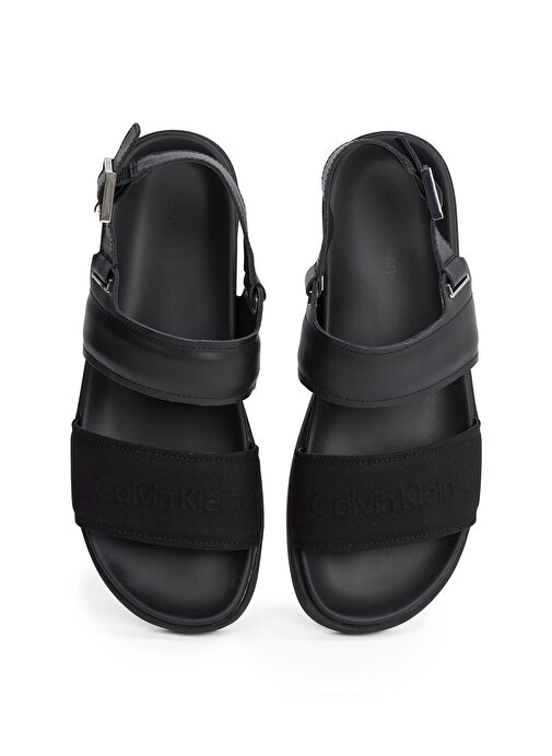 Calvin Klein Siyah Erkek Deri Sandalet BACK STRAP W/ BUCKLE LOGO - Görsel 5