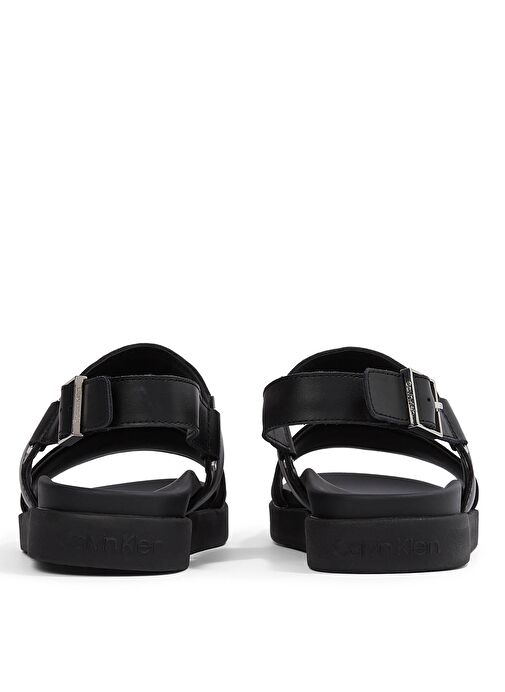 Calvin Klein Siyah Erkek Deri Sandalet BACK STRAP W/ BUCKLE LOGO - Görsel 6