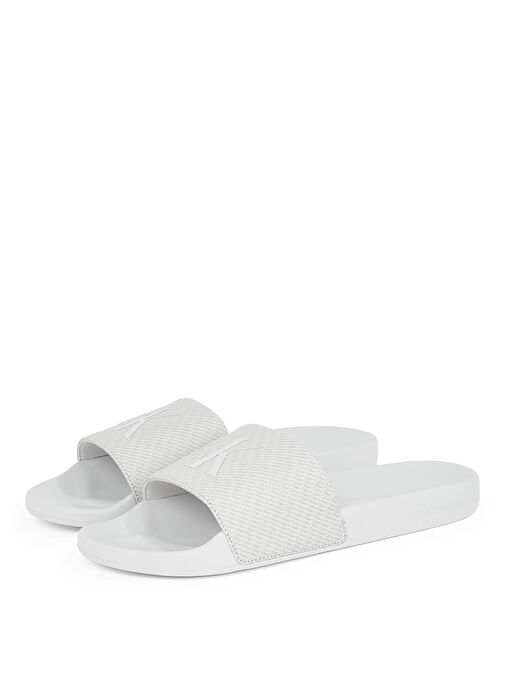 Calvin Klein Beyaz Erkek Plaj Terliği SLIDE AOP PRINT - Görsel 4