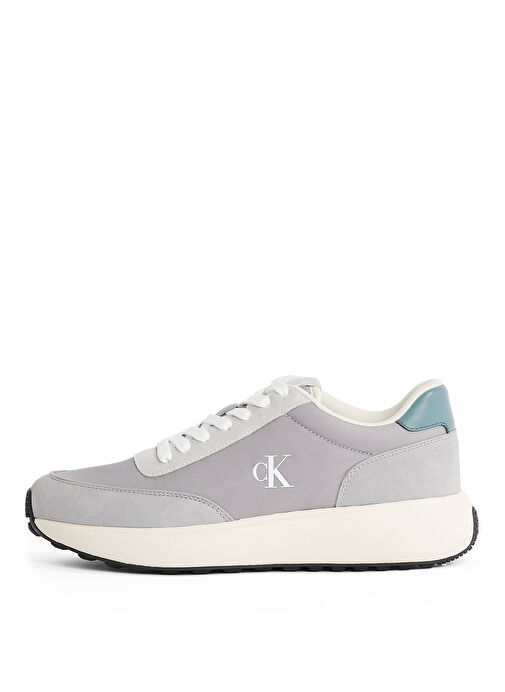 Calvin Klein Gri Erkek Deri Sneaker ATHLEISURE RUNNER LACEUP MIX - Görsel 3