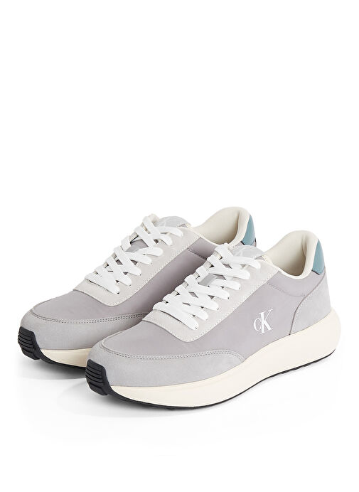 Calvin Klein Gri Erkek Deri Sneaker ATHLEISURE RUNNER LACEUP MIX - Görsel 4