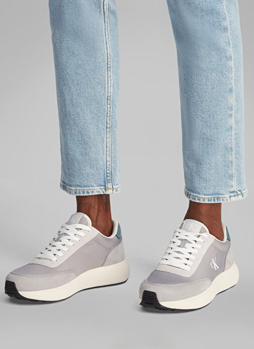 Calvin Klein Gri Erkek Deri Sneaker ATHLEISURE RUNNER LACEUP MIX - Görsel 7