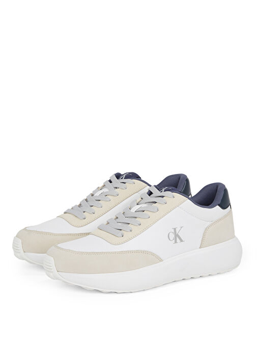 Calvin Klein Beyaz Erkek Deri Sneaker ATHLEISURE RUNNER LACEUP MIX - Görsel 4
