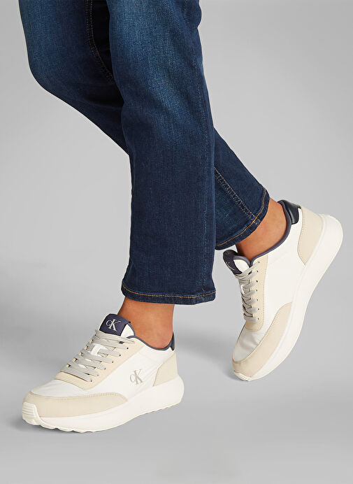 Calvin Klein Beyaz Erkek Deri Sneaker ATHLEISURE RUNNER LACEUP MIX - Görsel 7