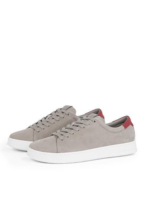 Calvin Klein Gri Erkek Deri Sneaker LOW TOP LACE UP NU - Görsel 4
