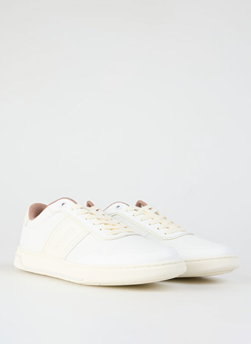 Calvin Klein Beyaz Erkek Deri Sneaker LOW TOP LACE UP LOGO - Görsel 3