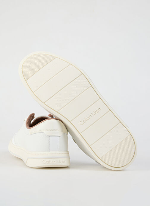 Calvin Klein Beyaz Erkek Deri Sneaker LOW TOP LACE UP LOGO - Görsel 5