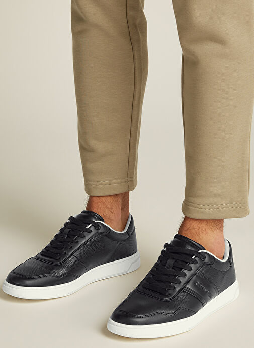 Calvin Klein Siyah Erkek Deri Sneaker LOW TOP LACE UP LOGO - Görsel 7