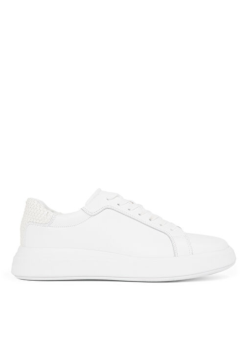 Calvin Klein Beyaz Erkek Deri Sneaker LOW TOP LACE UP WOVEN - Görsel 2