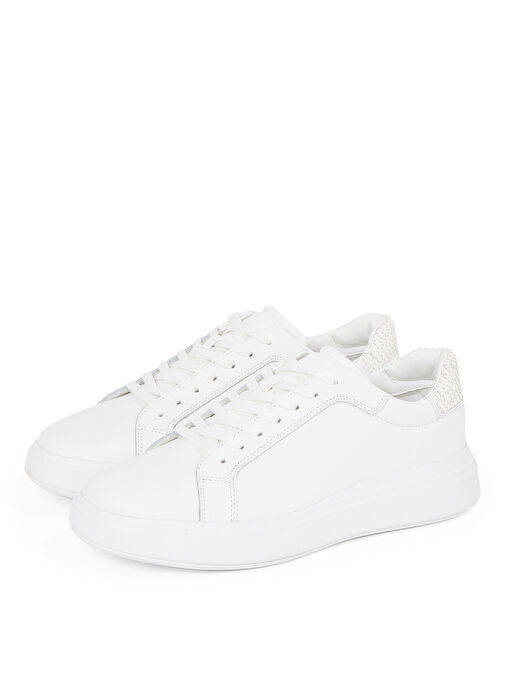 Calvin Klein Beyaz Erkek Deri Sneaker LOW TOP LACE UP WOVEN - Görsel 3