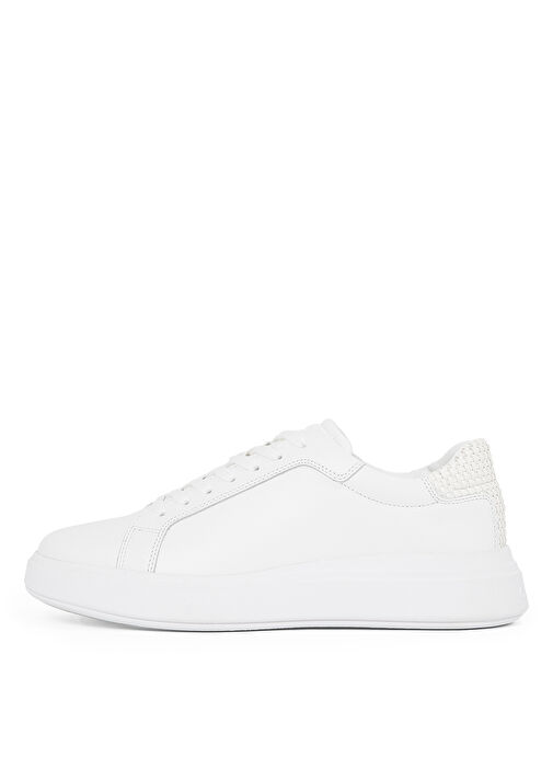 Calvin Klein Beyaz Erkek Deri Sneaker LOW TOP LACE UP WOVEN - Görsel 5