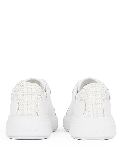 Calvin Klein Beyaz Erkek Deri Sneaker LOW TOP LACE UP WOVEN - Görsel 6
